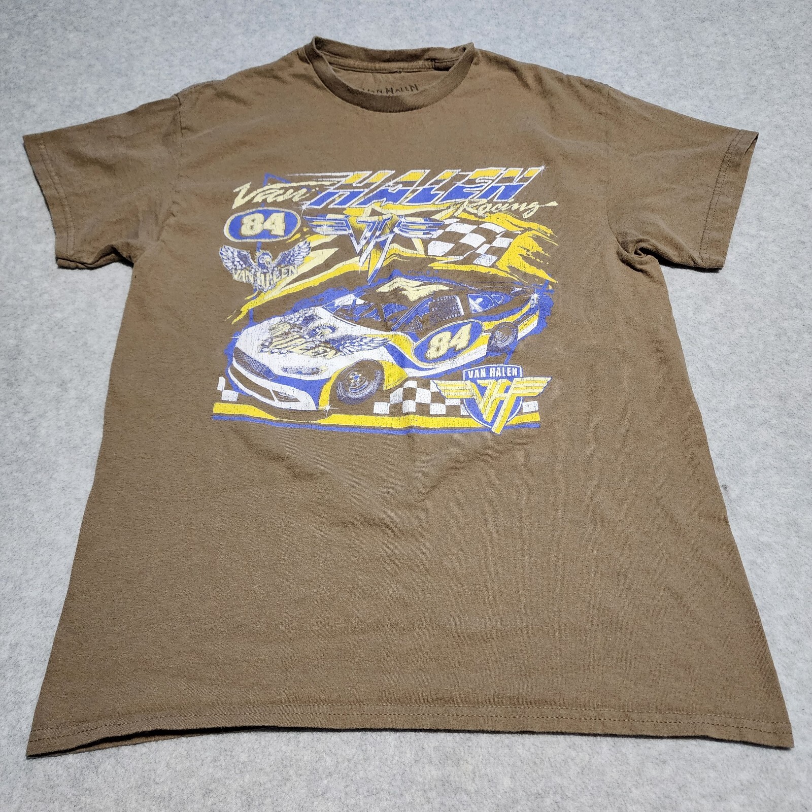 Van Halen Racing Brown Graphic T Shirt Mens Size Medium Nascar Rock 80s