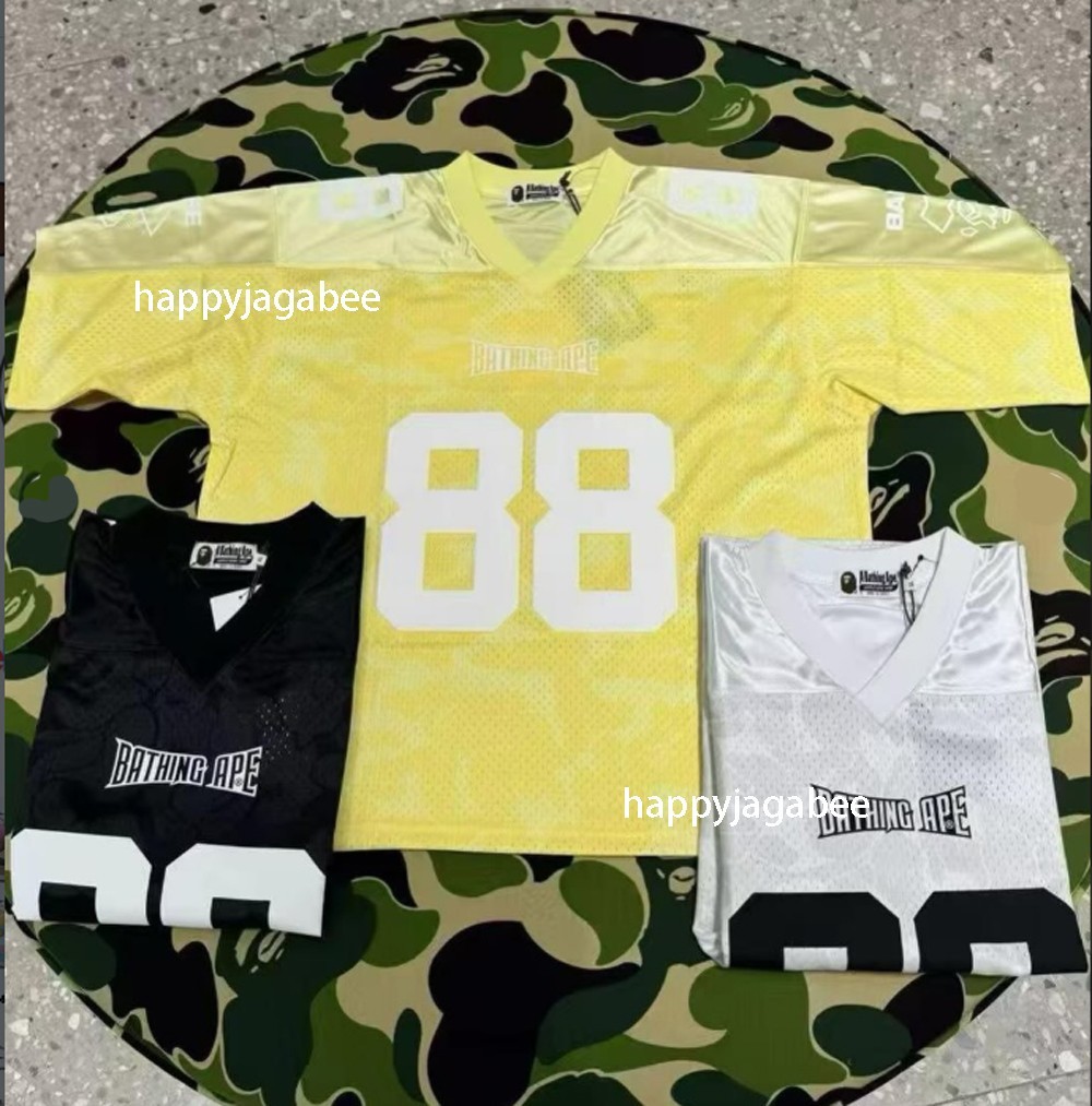 A BATHING APE Men's SOLID CAMO MULTI LOGO RELAXED FIT FOOTBALL JERSEY TEE rz gallery