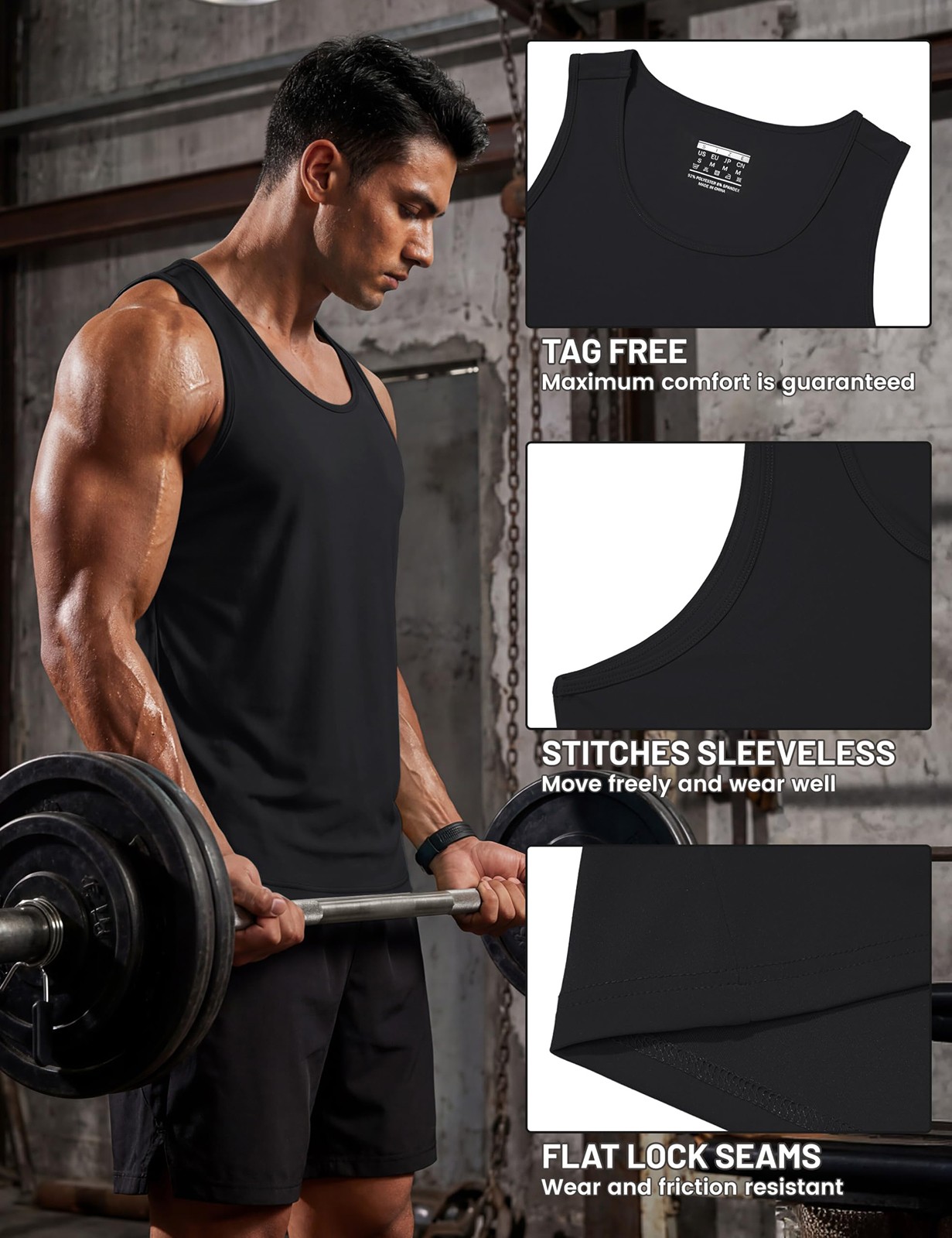 Men's Workout Tank Tops Gym Sleeveless UPF 50+ Summer Sun Shirts Quick Dry Tops gallery