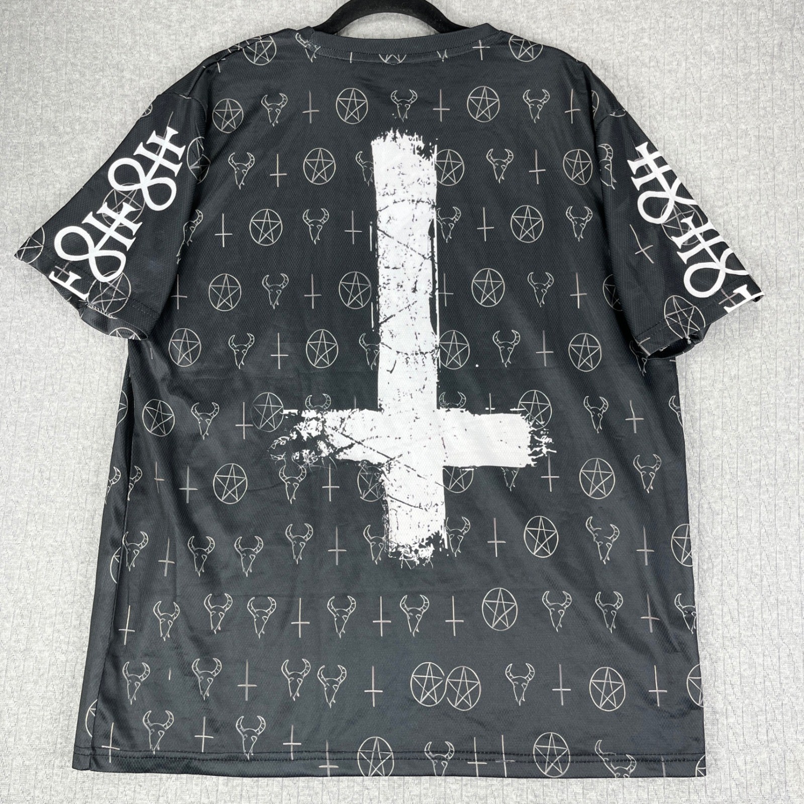 Satanic death rock Goth core punk Baphomet T Shirt Men Black No Gods No Masters gallery
