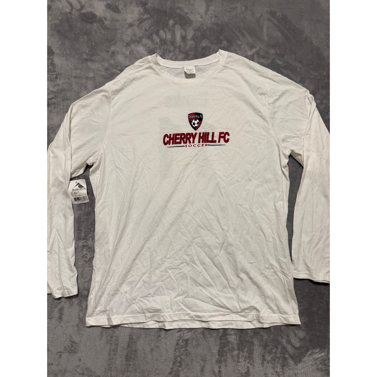 Augusta Sportswear Long Sleeve Shirt Men XL White Cherry Hill FC Soccer Banks 11
