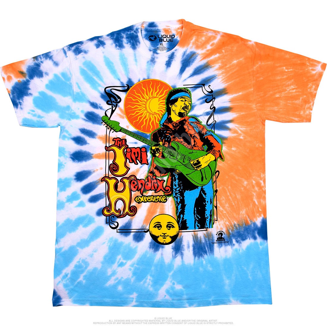 Jimi Hendrix Sun Moon Experience Tie-Dye T-Shirt Liquid Blue gallery