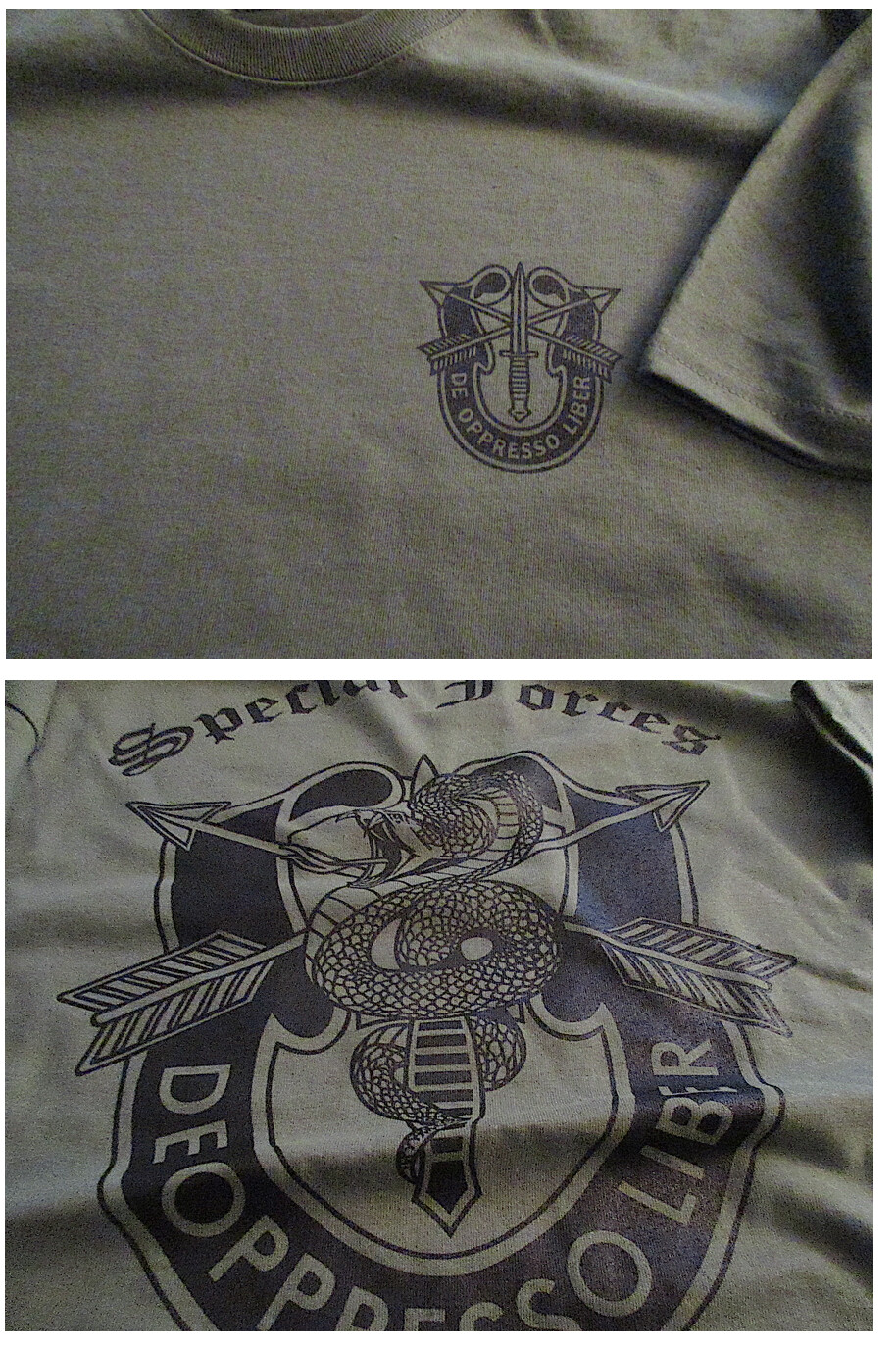 Special Forces Snake Eater De Oppresso Liber Silk Screened T-Shirt XL US 6oz gallery