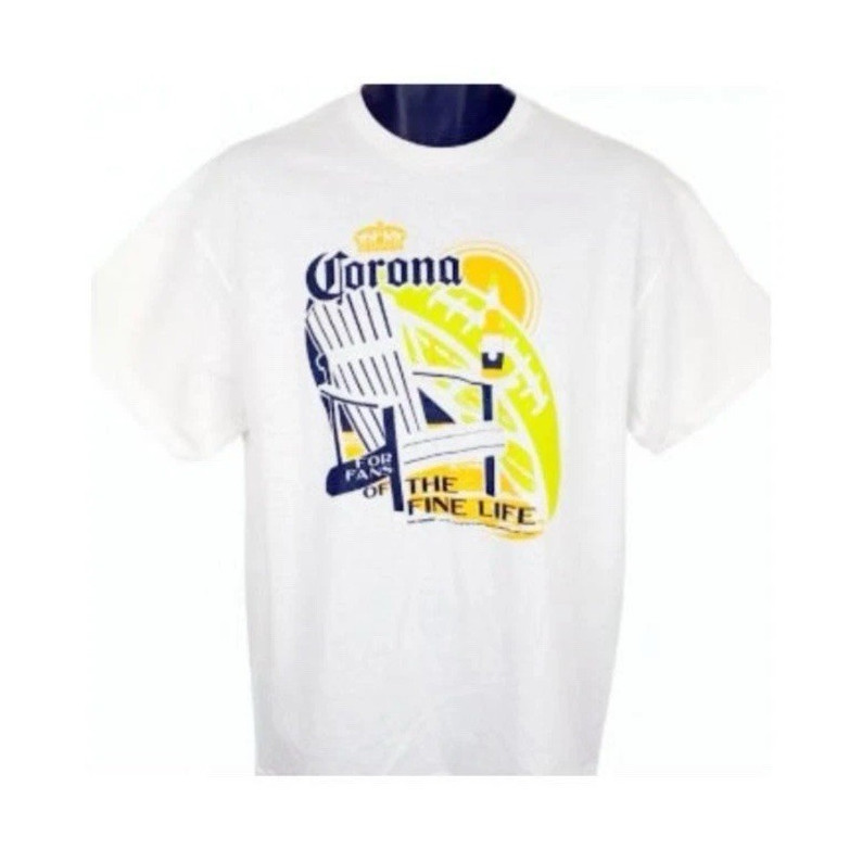 Corona Men's XL White Cotton Short Sleeve Graphic Print Beer T-Shirt Chair Sun gallery