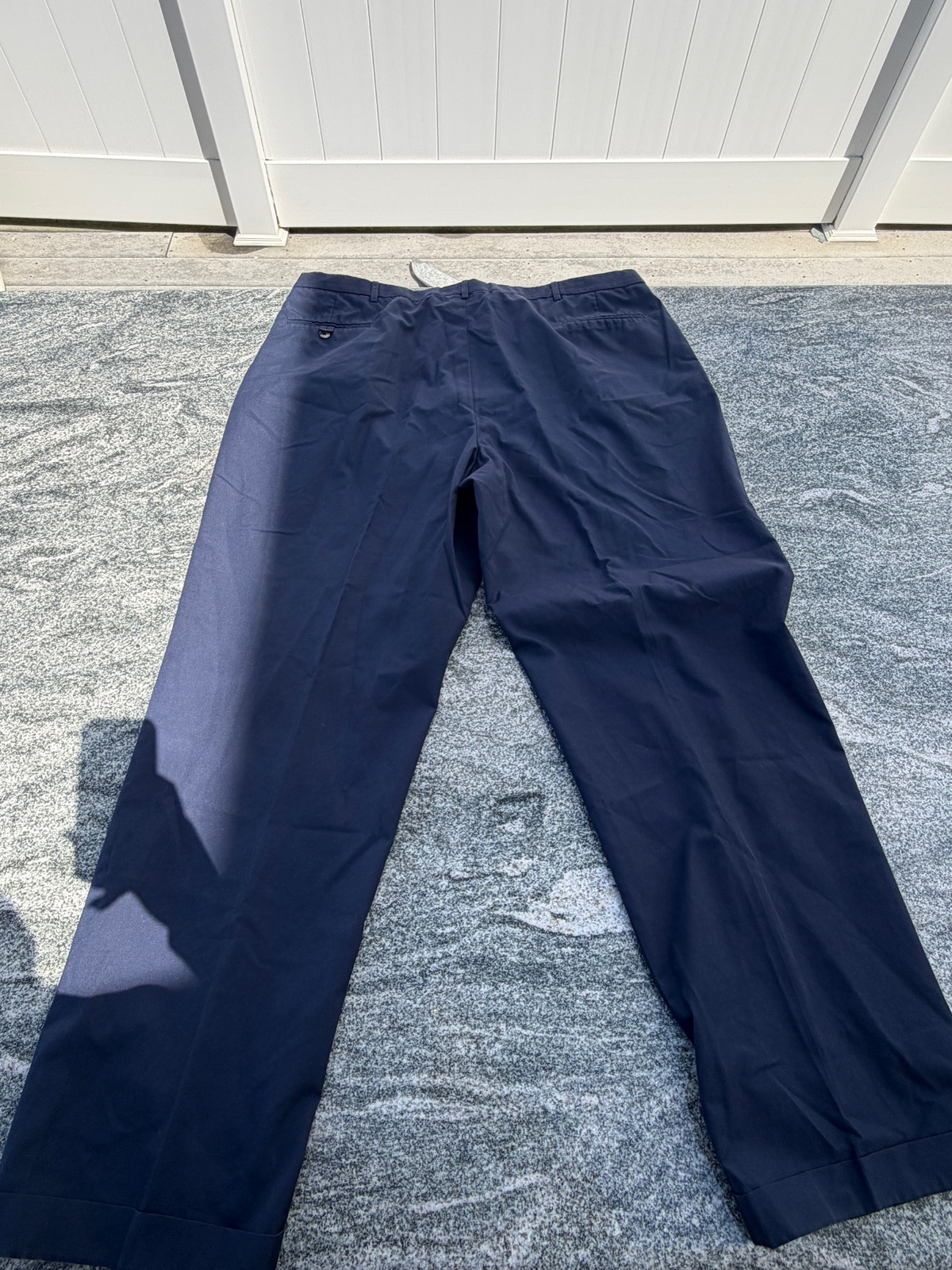 1990s Navy Cotton Tailored Men's Trousers Yuppie Style Size M gallery