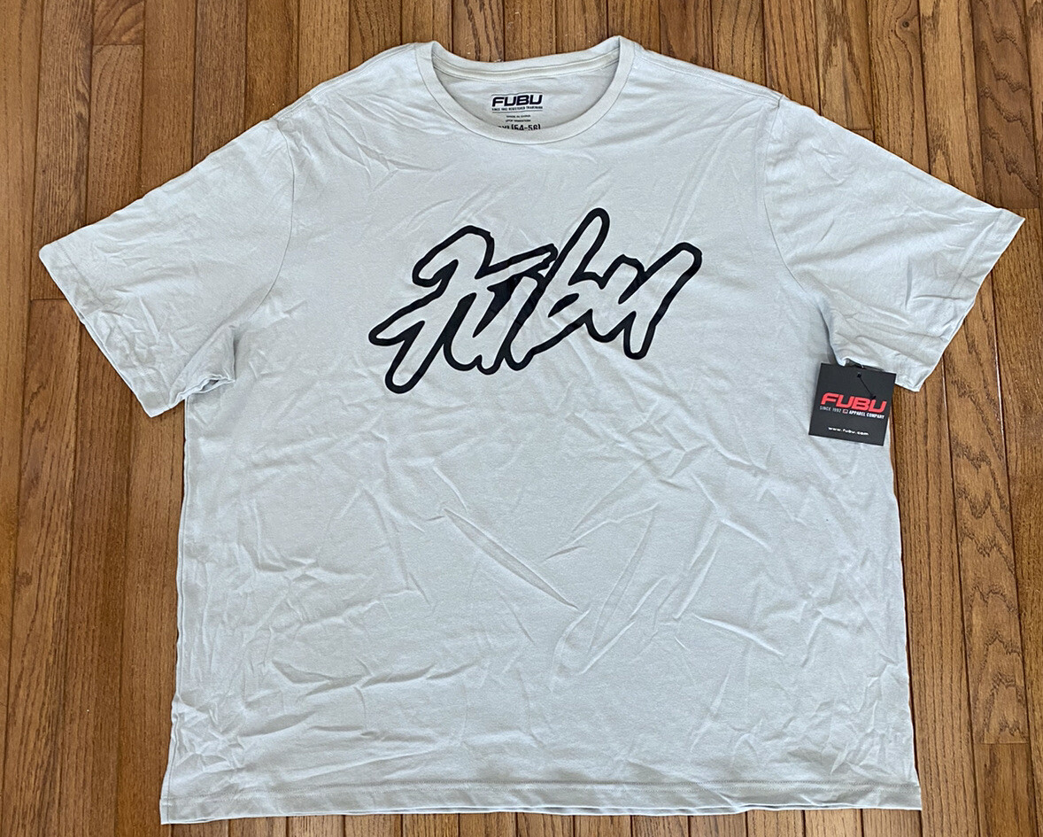 New FUBU Men’s Gray Short Sleeve Logo T-Shirt Tee Crew Neck Size 3XL (54-56)
