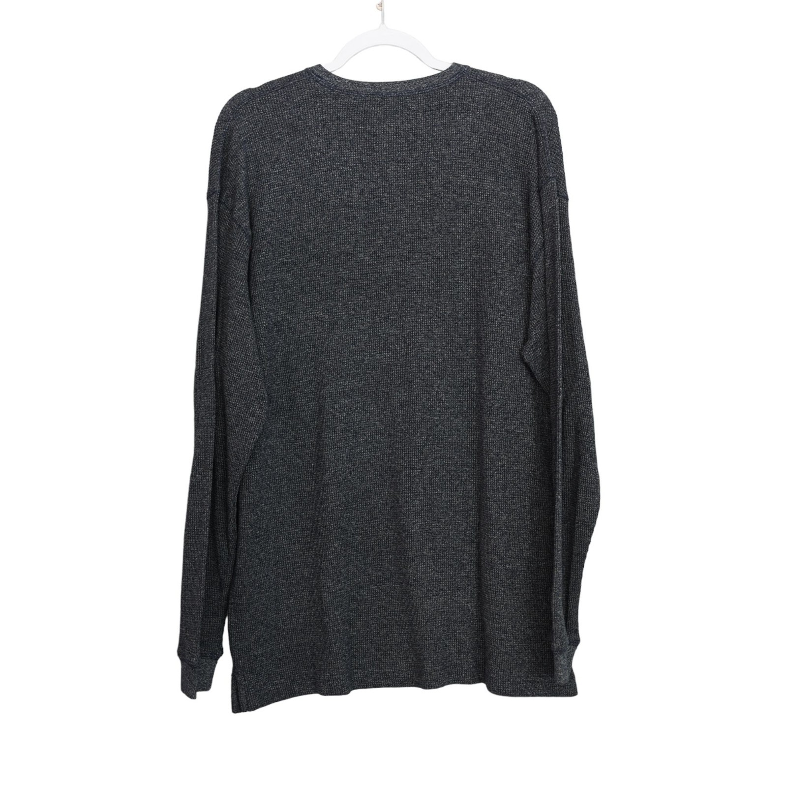 High Stretch Mens Long Sleeve Henley Shirt Size XL Gray Ribbed gallery