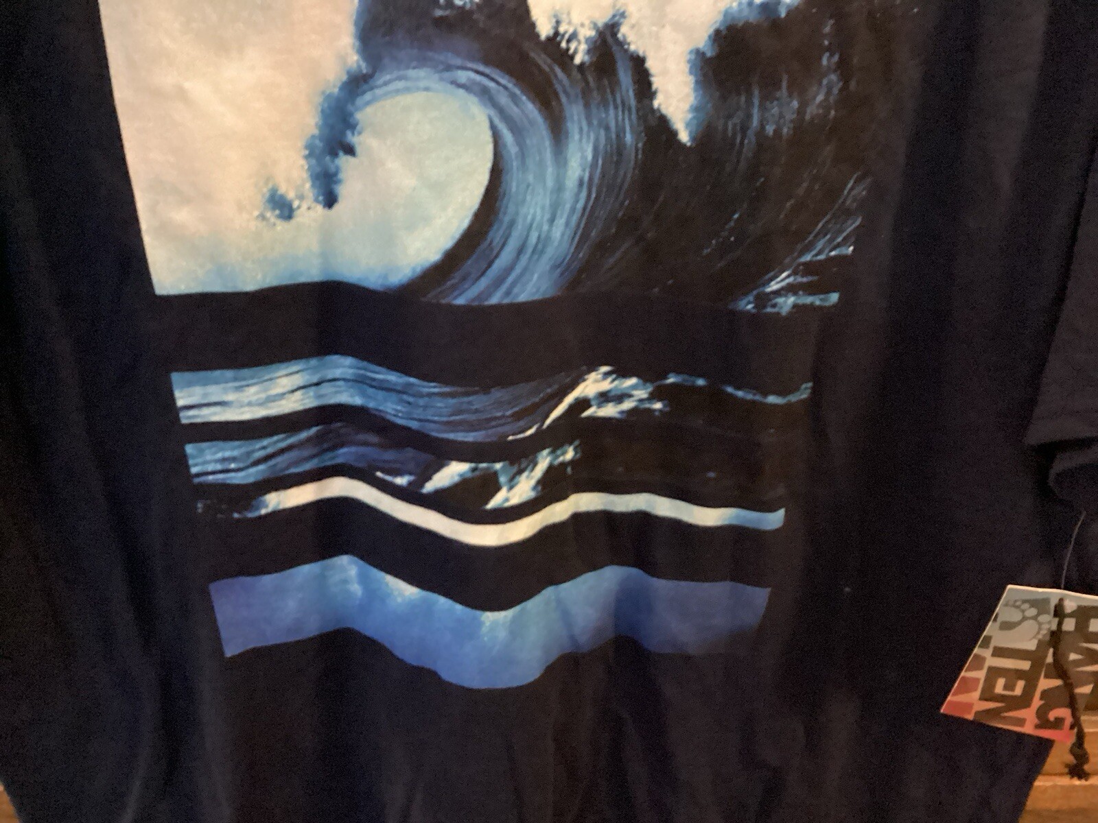NWT HANG TEN Navy Blue Ocean Waves Surfing S/S T-shirt SZ XL - Cool gallery