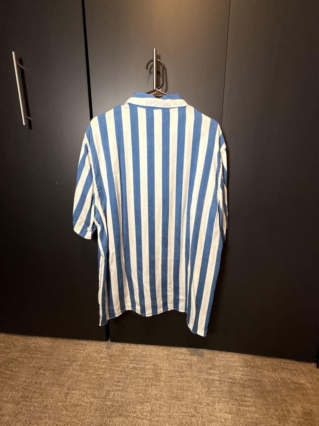 H&M Regular Fit Blue and White Bold Striped Short Sleeve Shirt gallery
