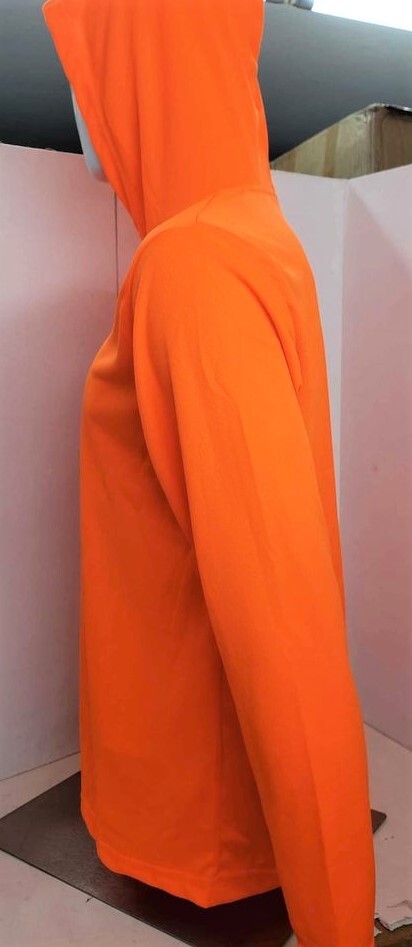 Orange Long Sleeve Safety Shirt With Hoodie, Polyester Birdeye mesh fabric gallery