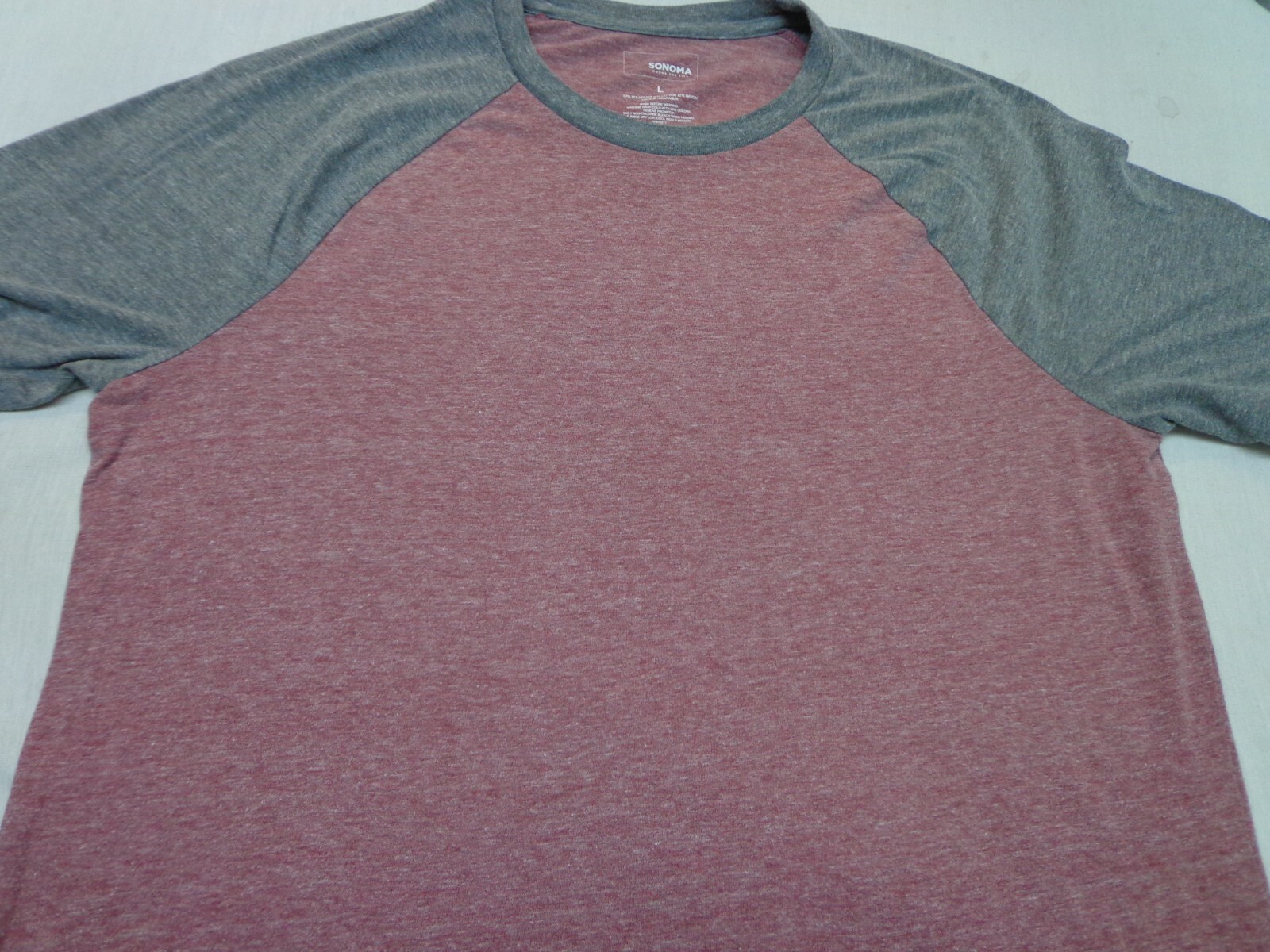 SONOMA Heather Maroon & Gray Two Tone T Shirt Size Large gallery