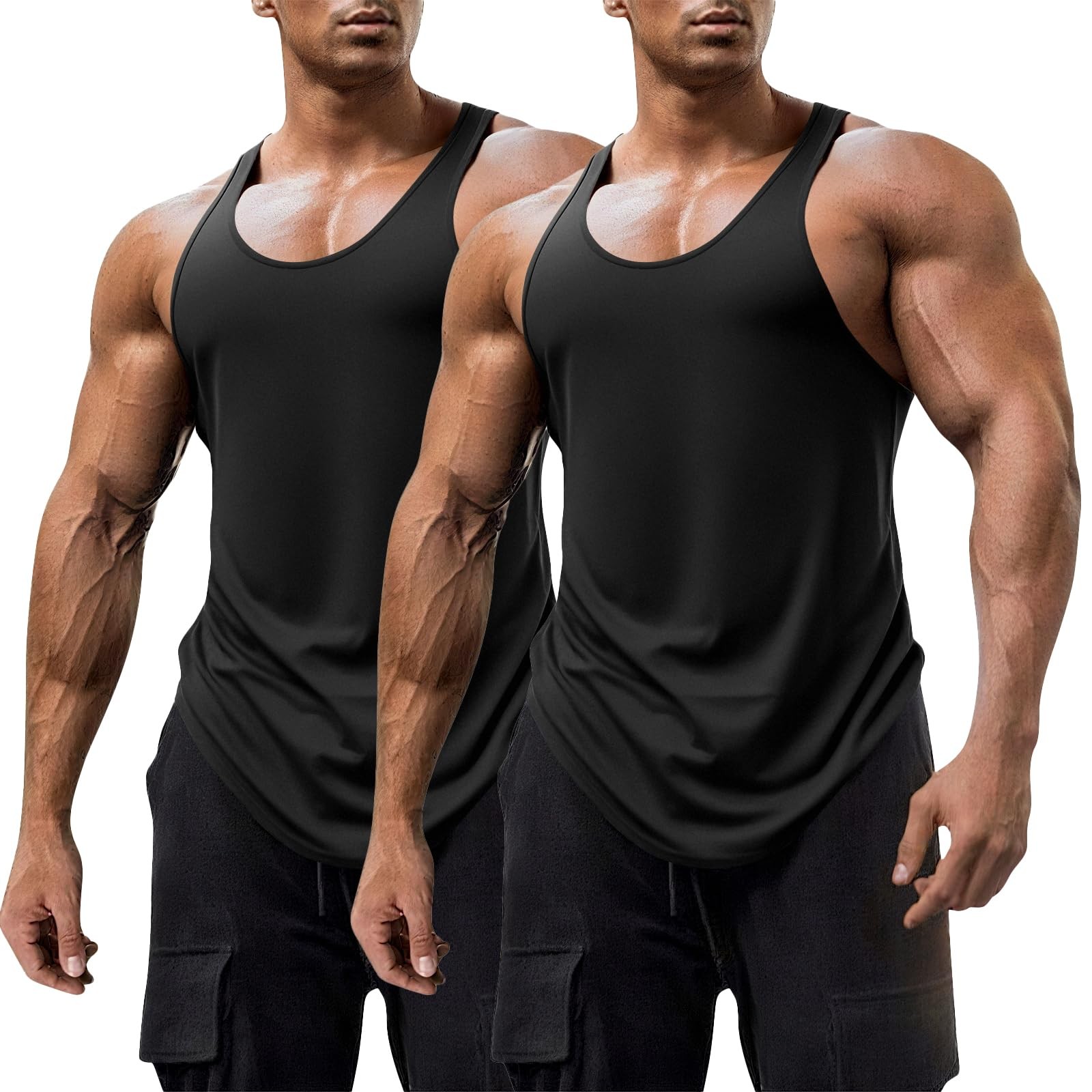 Men's 2 Pack Gym Workout Tank Tops YBack Muscle Tee Stringer Bodybuilding Sle... gallery