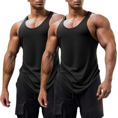 Men’s 2 Pack Gym Workout Tank Tops YBack Muscle Tee Stringer Bodybuilding Sle…