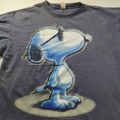 Vintage Peanuts Snoopy Joe Cool Graphic T-Shirt Mens XL Navy Blue 90s Retro