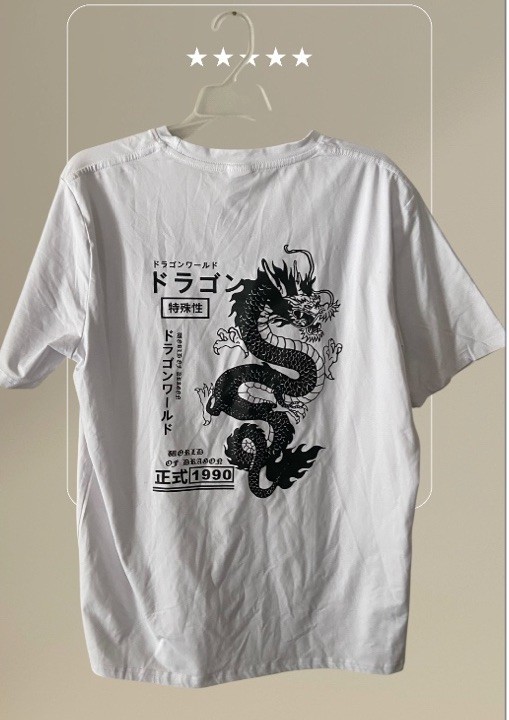 White Dragon Graphic T-shirt sz L Japanese Dragon World Drago 1990 Streetwear gallery