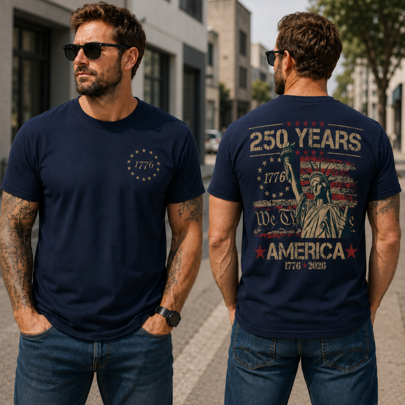 Patriotic USA 250th Anniversary Shirt Men 1776 2026 Eagle Flag July 4th (S-5XL) gallery