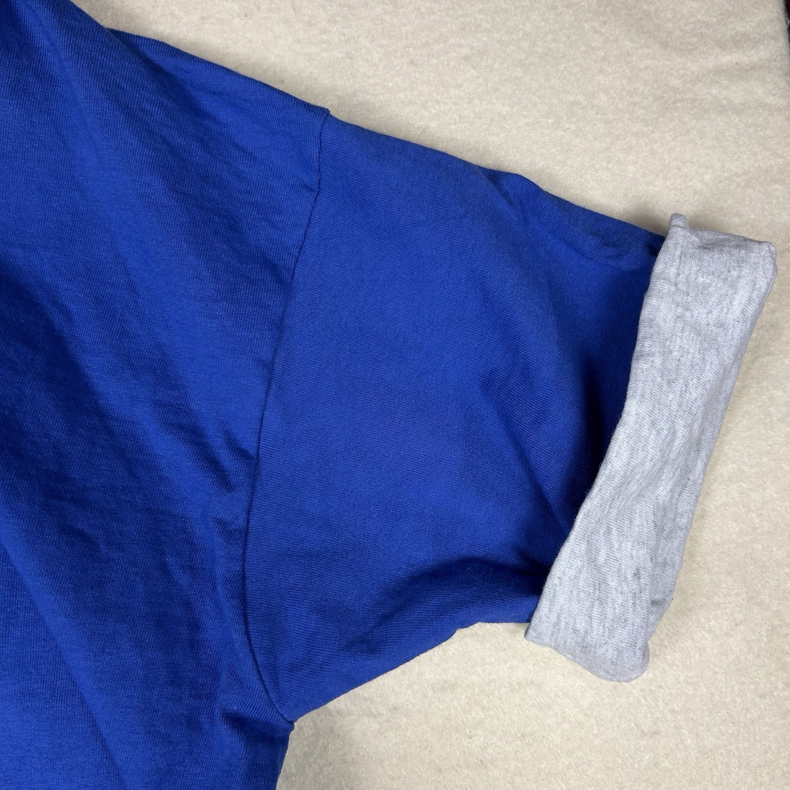 Vintage Single Stitch Double Cuff Fruit Of The Loom Blue Size Large Made In USA gallery