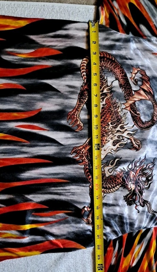 Vintage Y2K Dragon in Flames No Boundaries Sheer Tee Shirt Size XL Silver Red gallery