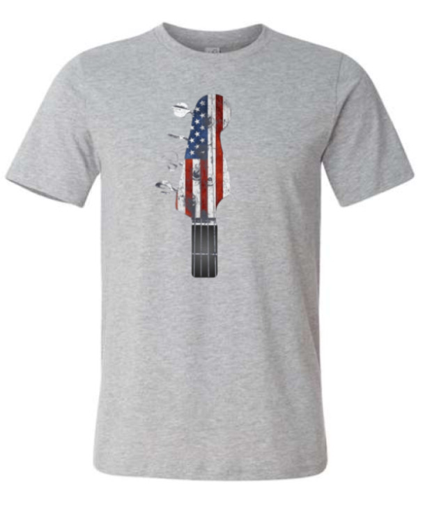 US Flag Bass Clef Patriotic Guitar Tee - Choose Your Size & Color! gallery