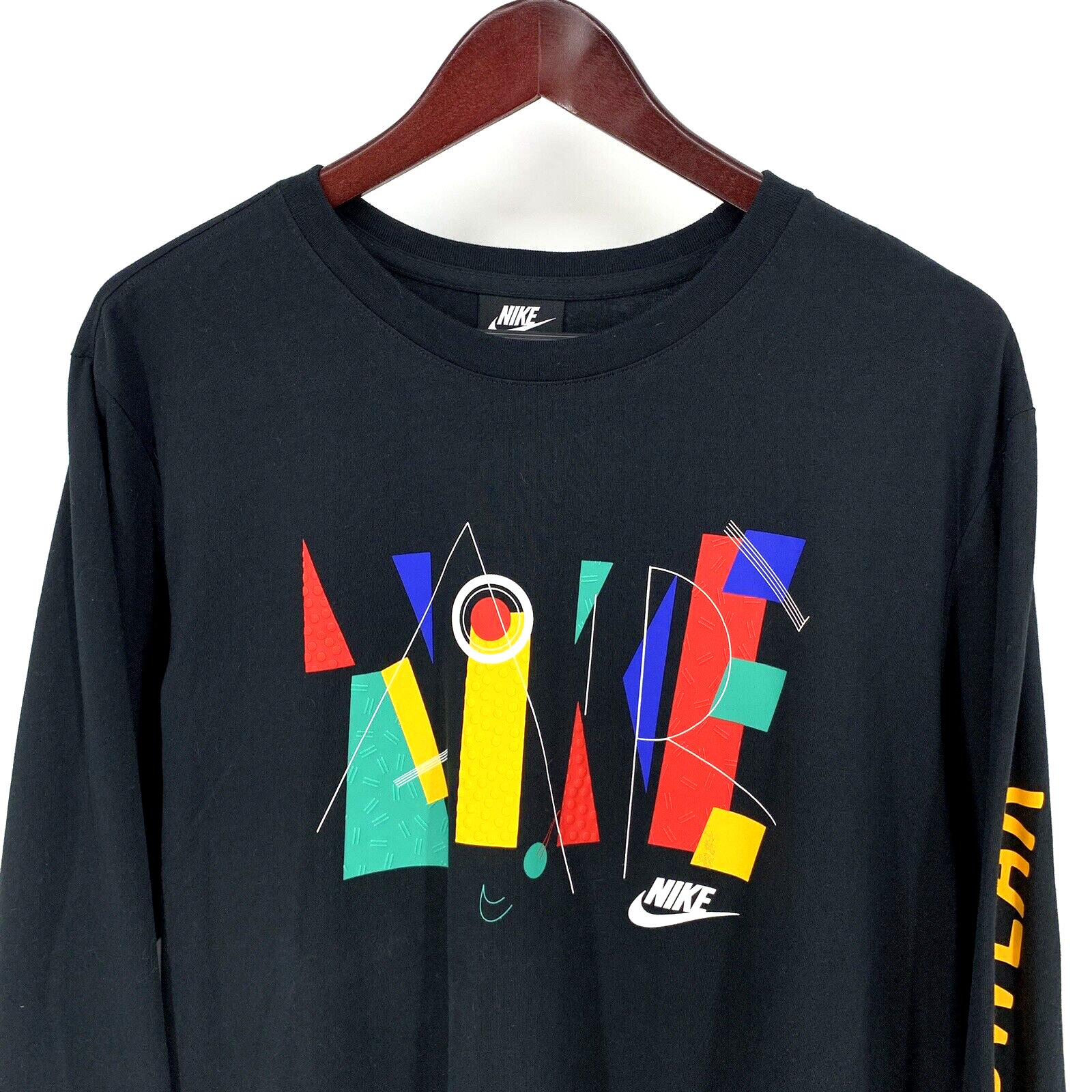 Nike Air Shirt Mens XL Black Geometric Abstract Sportswear Long Sleeve Urban gallery
