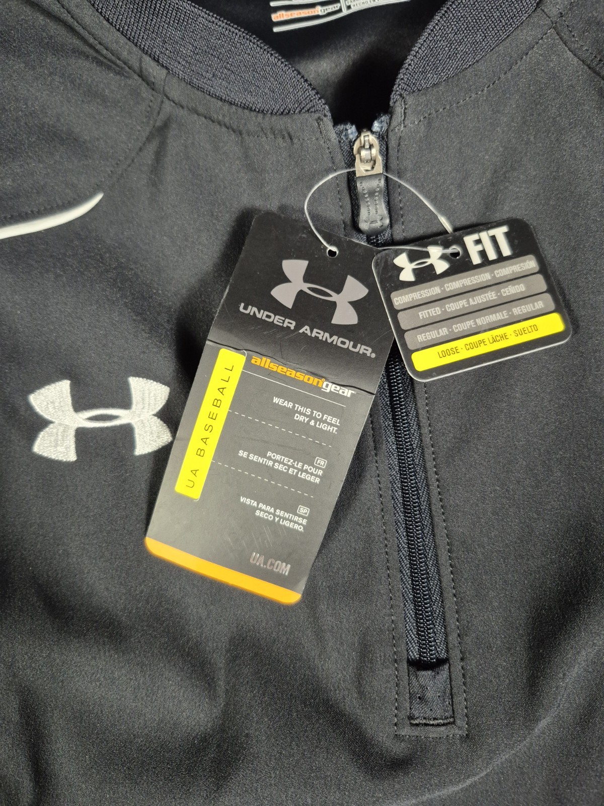 Under Armour Mens Size Small Allseason 3/4 zip Black Short Sleeve Windshirt gallery