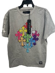 NWT Eternity BC/AD Mens Sz Medium Shirt Crosses Embroidered Religious SI52