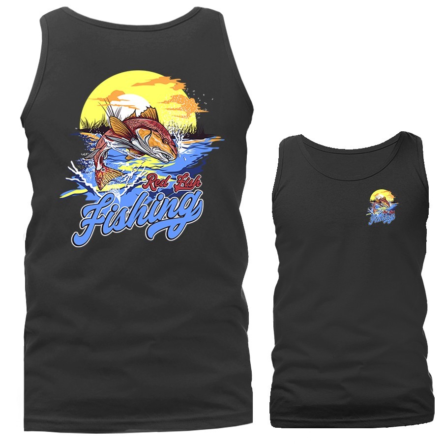 Red Fish Fishing Outdoor Sports Fishing Tank Top