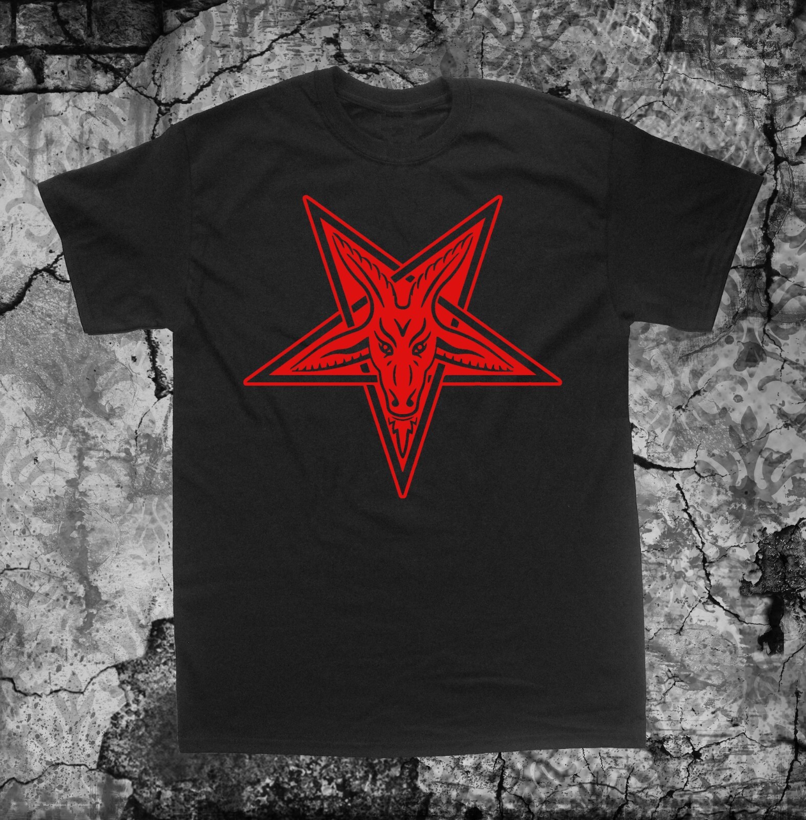 Goat's Head Shirt - Baphomet Pentagram Satan Occult Gothic Cross Leviathan sigil gallery