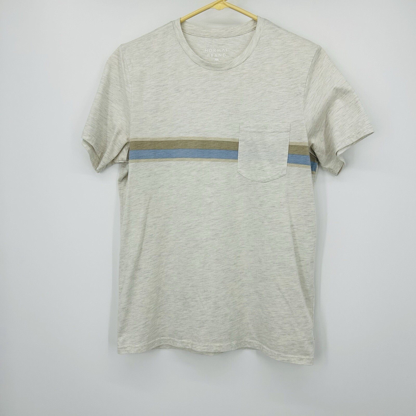 The Normal Brand Shirt SMALL Blue Grey Heathered Pocket Short Sleeve w/Pocket