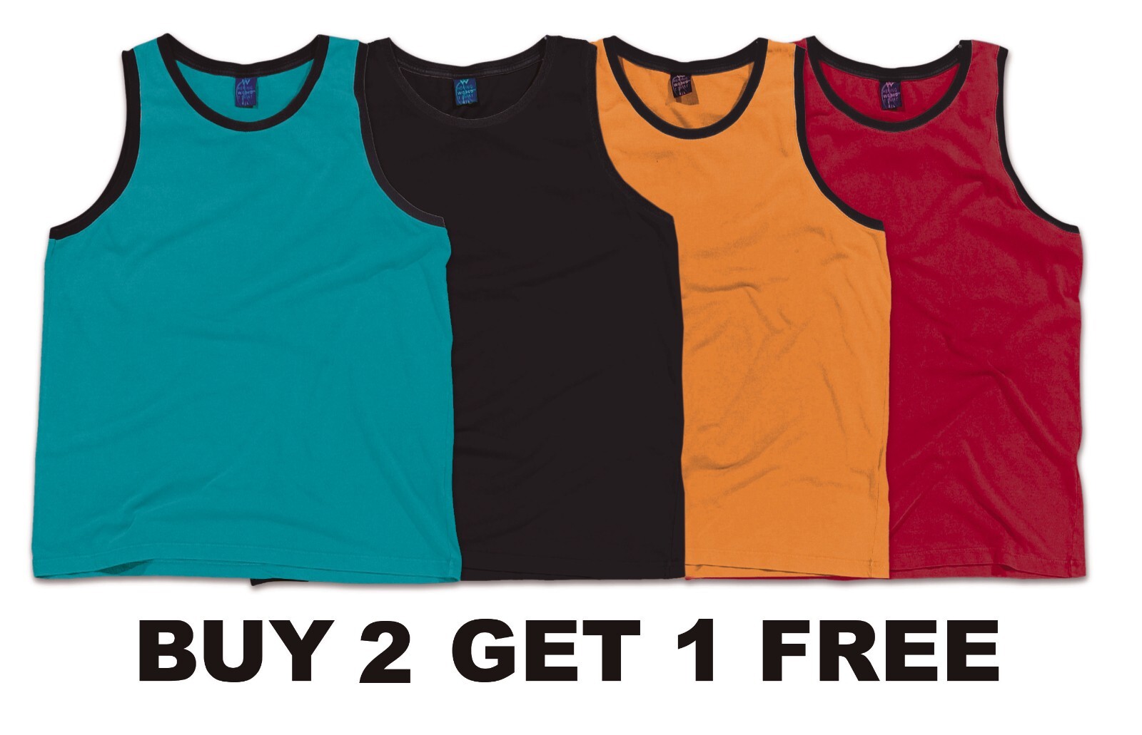 Hering Men's Basic Jersey Cotton Muscle Shirt with Contrast Trim Tank Top 014D gallery