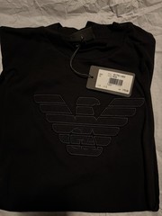 GIORGIO ARMANI Black Embroidered Heavyweight T-Shirt Size Large