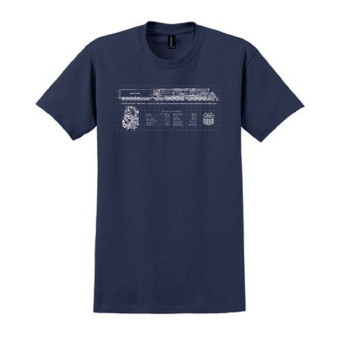 Big Boy 4014 Blueprint Navy Tshirt, Union Pacific Licenced Authentic Tshirt gallery