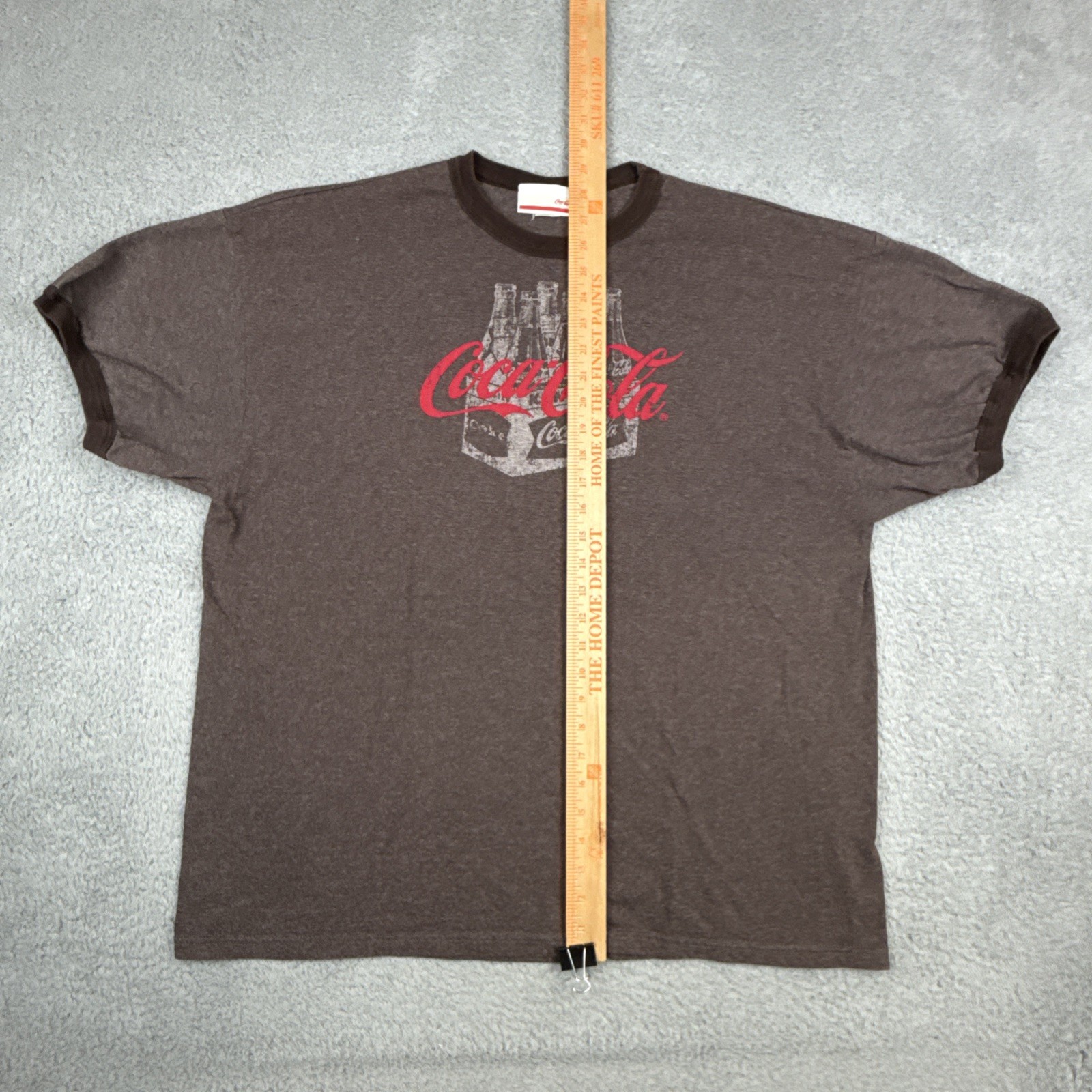 Coca Cola Ringer t-shirt BROWN Red Logo Men's SZ XXL 2X Bottles Retro COKE SODA gallery