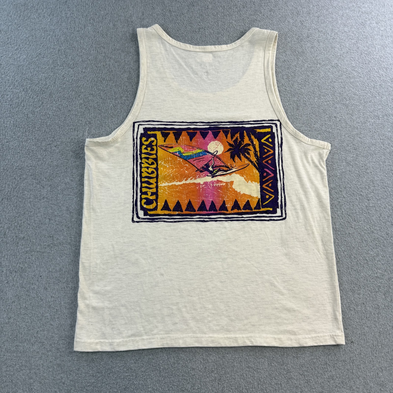 Chubbies Tank Top Shirt Mens Small Beige Surf Graphic Sleeveless Windsurf Retro gallery