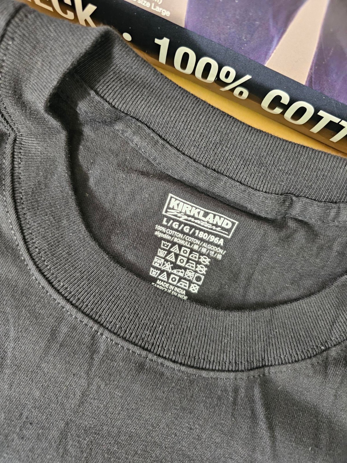 L / LARGE - BLACK - 6 PACK - Kirkland Signature Men’s Crew Neck Cotton Shirts gallery
