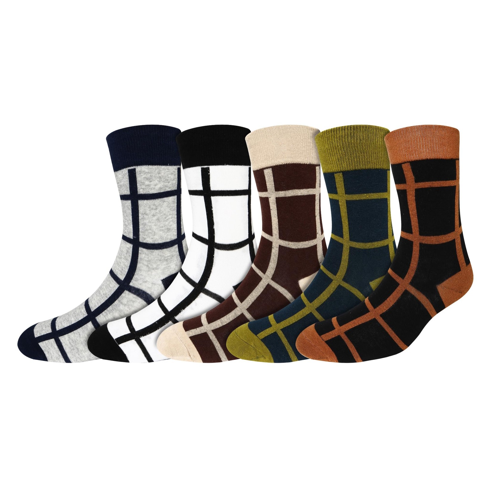 Mens Fun Dress Socks Colorful Funny Cotton Crew Sock Adult Novelty Checked So... gallery