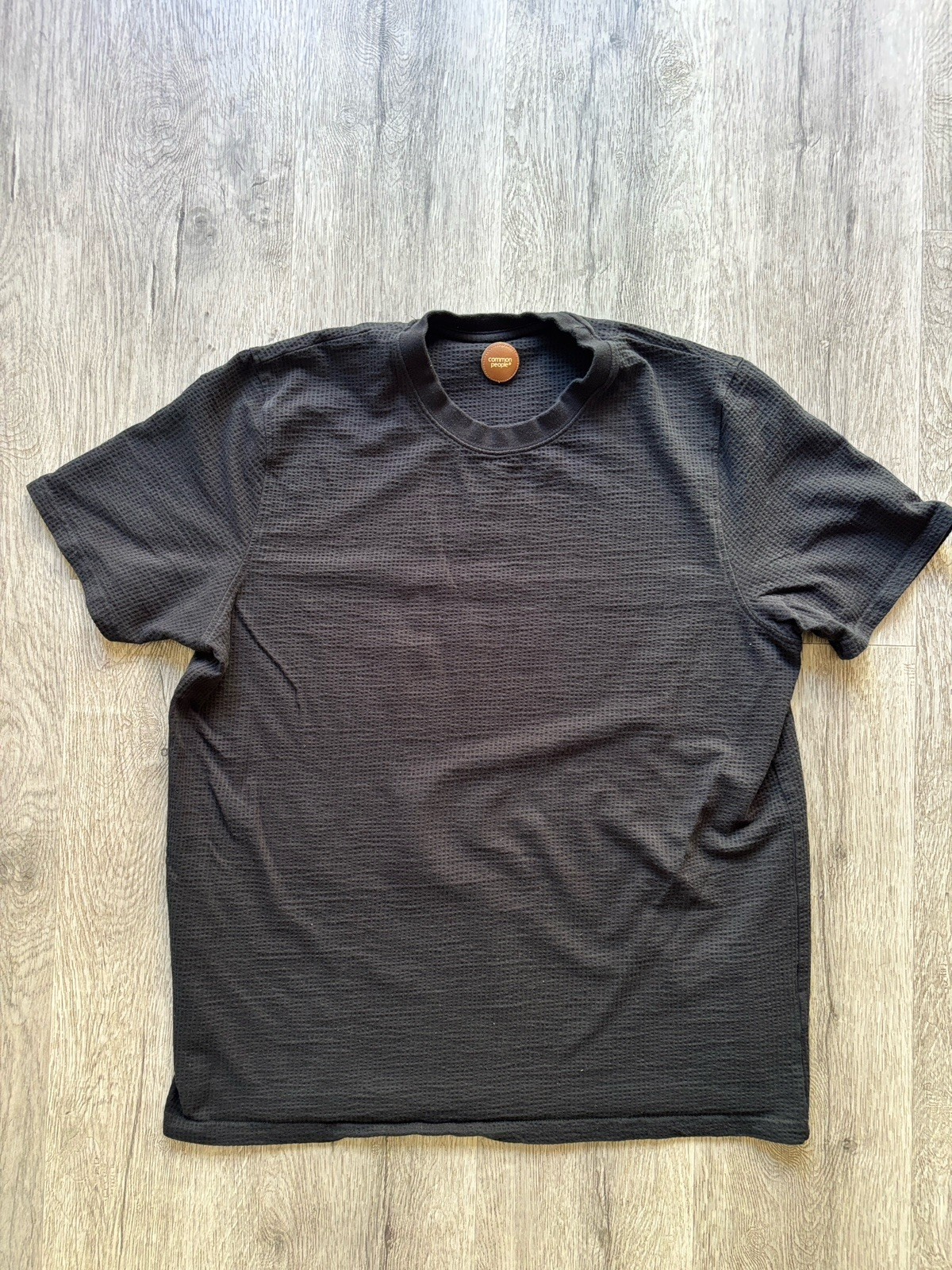 Common People Textured Waffle Shirt Mens XL Black Short Sleeve T Shirt