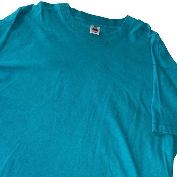 VTG 90s Fruit of the Loom Blank T Shirt XL Teal Single Stitch Made in USA Grunge gallery