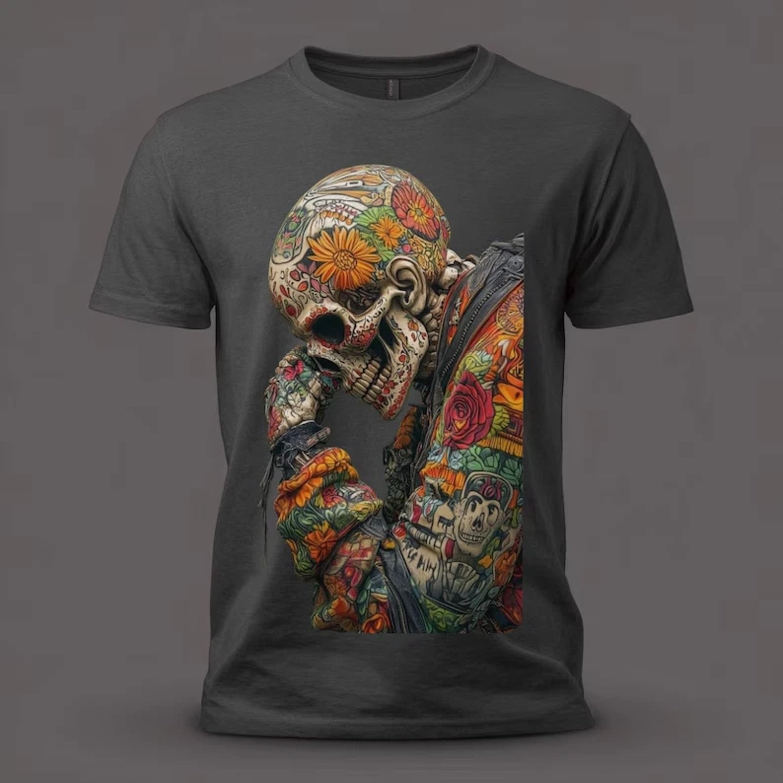 Floral Skull tee,Skull tshirt,Floral Skeleton tshirt,Gift For Her gallery