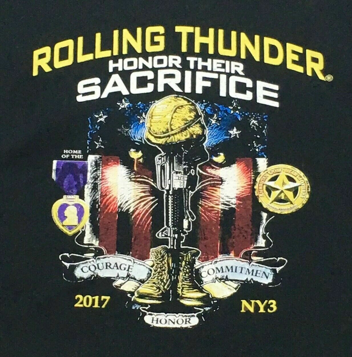 Rolling Thunder POW MIA Black Mens Graphic Tshirt Honor Their Sacrifice Size L gallery