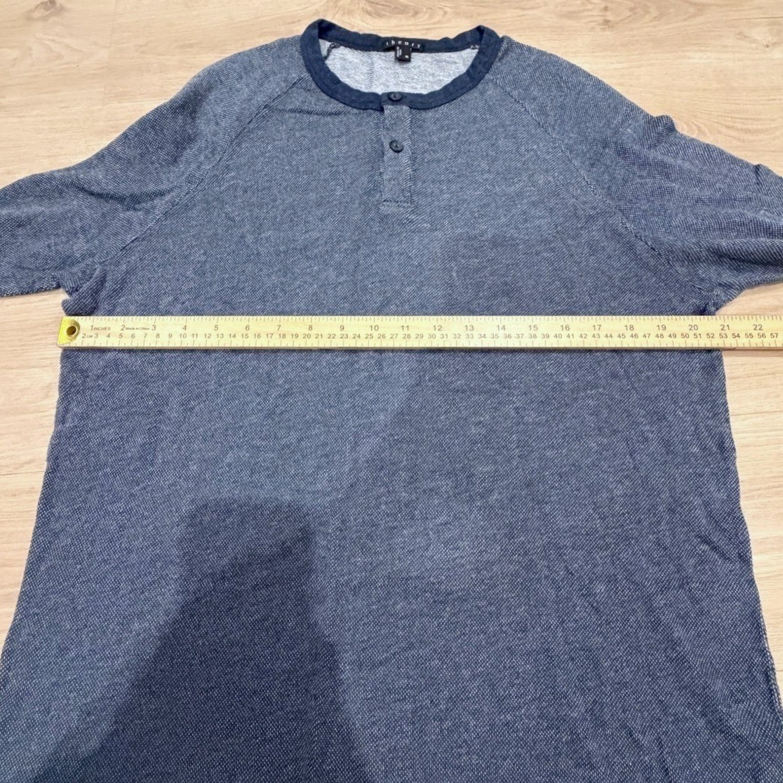 Theory Mens Blue Raglan Sleeve Pima Cotton Blend Jonatan L Henley Shirt Size XL gallery