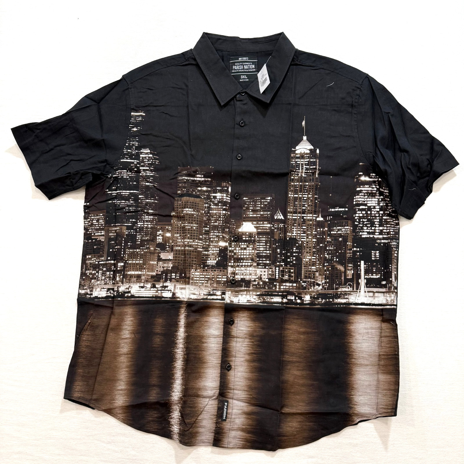 Paris Nation Men's Button Down Shirt Black Color NYC Block Linen Blend 3XL 4XL gallery