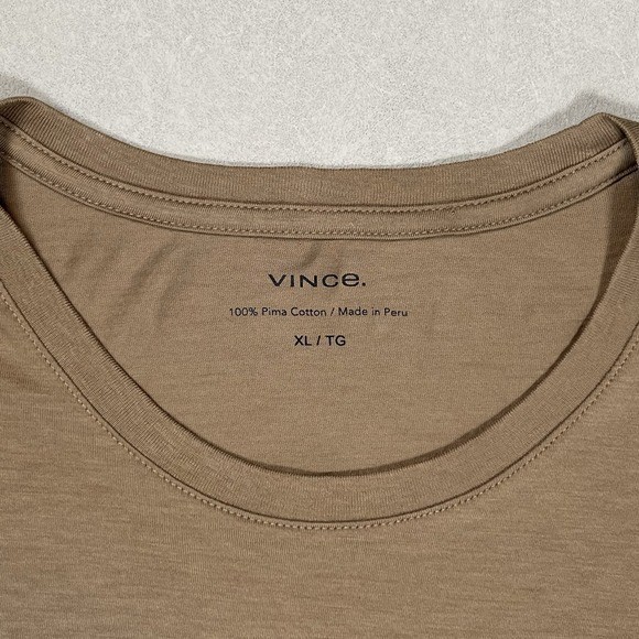 New Vince Essential Pima Cotton Crew Neck T-Shirt Sz XL Men's Tan Brown NWT gallery