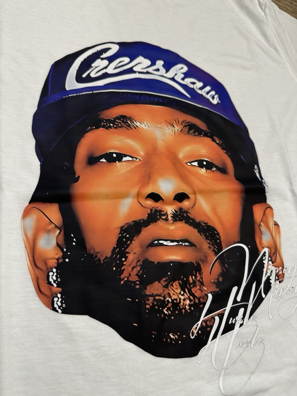 RARE- NEW Men’s L, Unbranded Heat Pressed Nipsey Hussle Face Crenshaw T-Shirt gallery