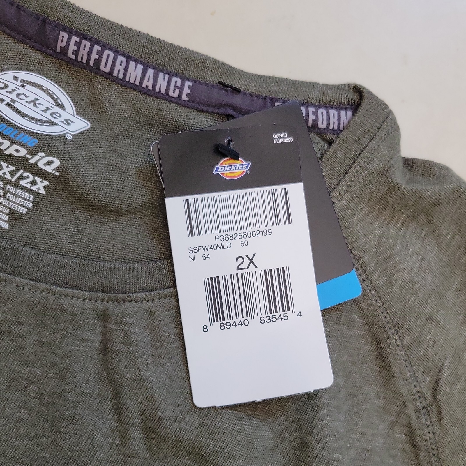 Dickies T-Shirt Men's 2X 2XL Green Temp-iQ Performance Tee New gallery