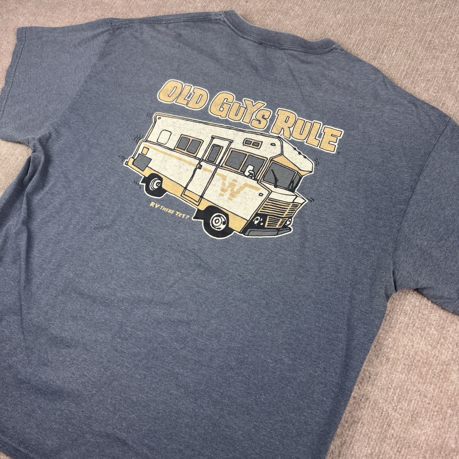OLD GUYS RULE Shirt RV There Yet? Winnebago Fun Dad Distressed Travel Mens XL gallery