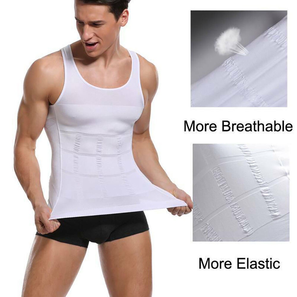 Men's Shaper Cooling T-Shirt Compression Tummy Vest Underwear Slimming Tank Tops gallery