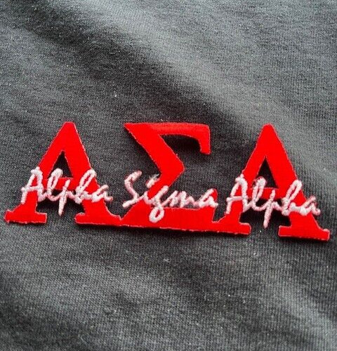 Alpha Sigma Alpha Black T Shirt w/Embroidered Letters sz 2XL gallery