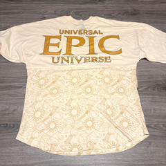 Universal Epic Universe Logo Emblem Ivory Wingback Long Sleeve Shirt Adult M