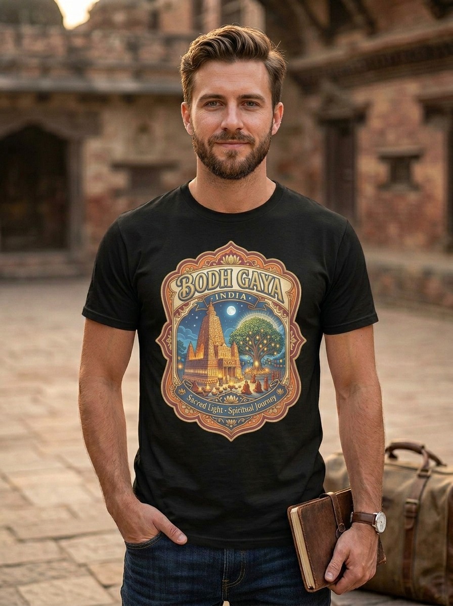 Bodh Gaya India Sacred Temple Graphic T-Shirt Unisex Travel Tee gallery